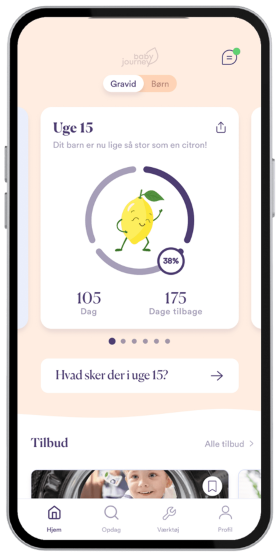 Smartphone som visar Gravidappen Baby Journey